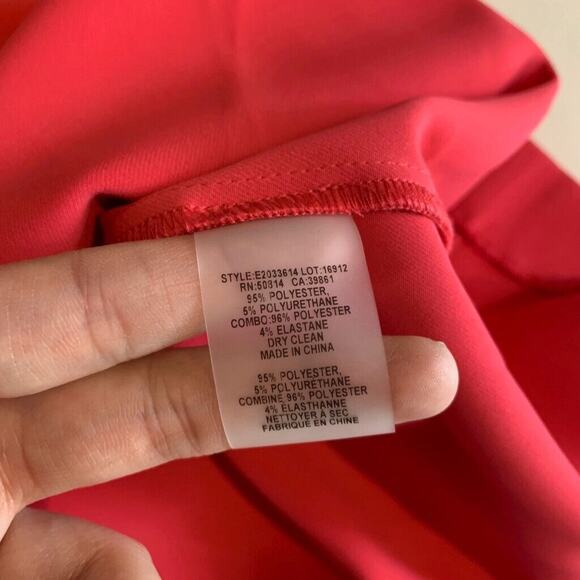 Elie Tahari Dress Womens 4 Strawberry Crepe Tie Waist Collared Side Zip Surplice - Picture 11 of 16